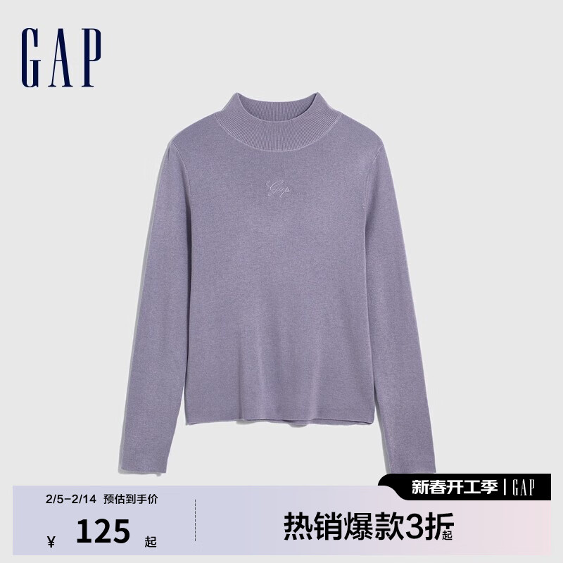 Gap 女装冬季款LOGO半高领修身针织衫 836316 118.37元