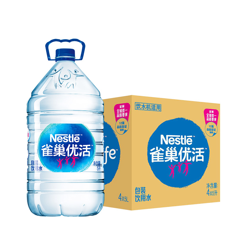 Nestlé Pure Life 雀巢优活 饮用水5L*4瓶整箱装桶装水中国航天太空创想 28.78元