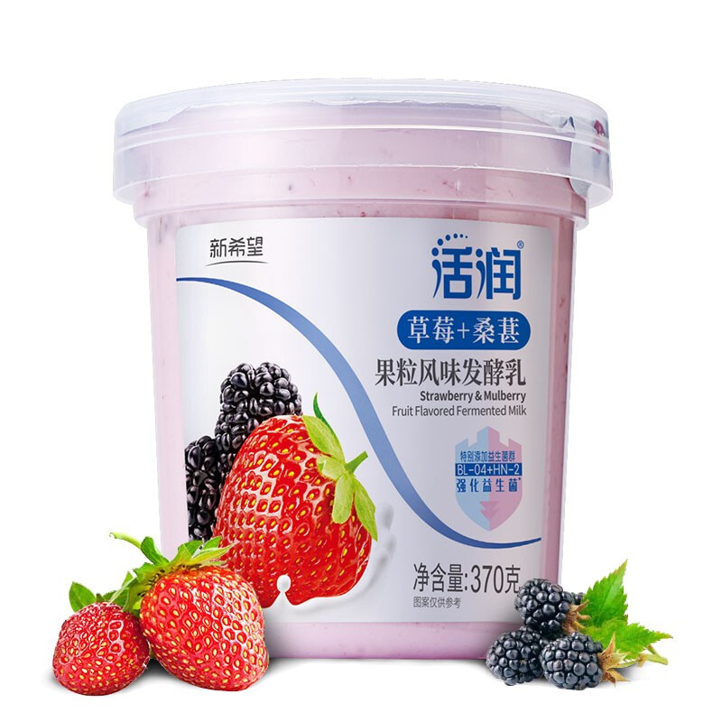 活润 新希望 活润大果粒 草莓桑葚 370g*2 风味发酵乳酸奶 10.9元