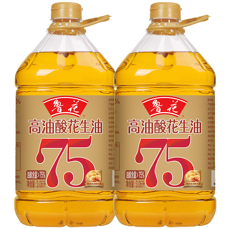 双11狂欢、plus会员：luhua 鲁花 高油酸花生油3.06L*2 食用油粮油5S物理压榨 168.