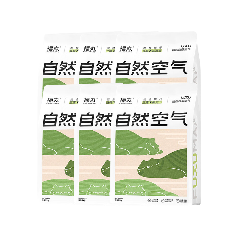 福丸 自然空气 白茶混合猫砂 2kg*6袋 54.34元（折9.06/袋）