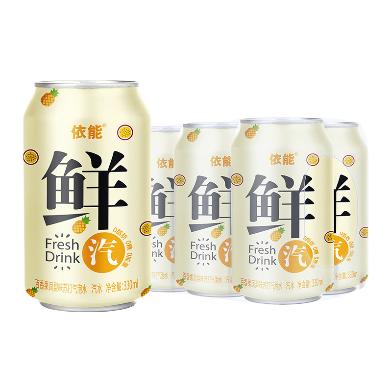 88VIP：yineng 依能 百香果凤梨味苏打水饮料气泡水330ml*6罐 9.4元