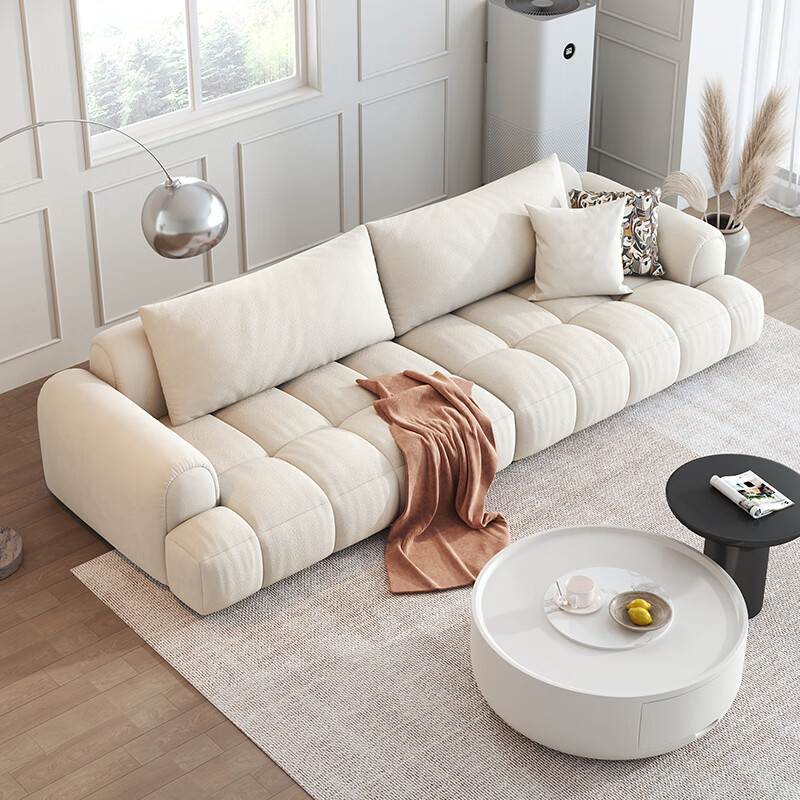 agiss雅居轩意式奶油风布艺沙发高密棉麻双人位18m163