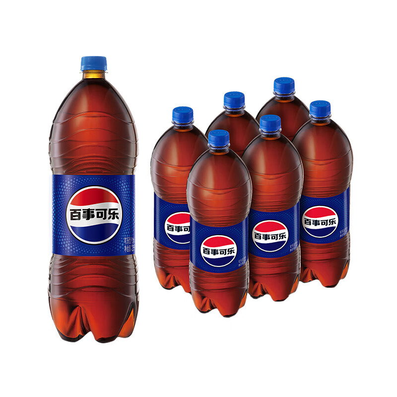 PLUS会员：百事可乐 Pepsi 碳酸饮料整箱 2L*6瓶 *2件 56.08元包邮（合28.04元/件，