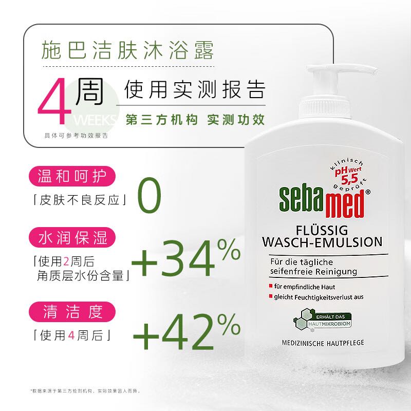 sebamed 施巴 洁肤沐浴露持久留香男女温和清洁沐浴乳家庭装大容量400ml 洁肤