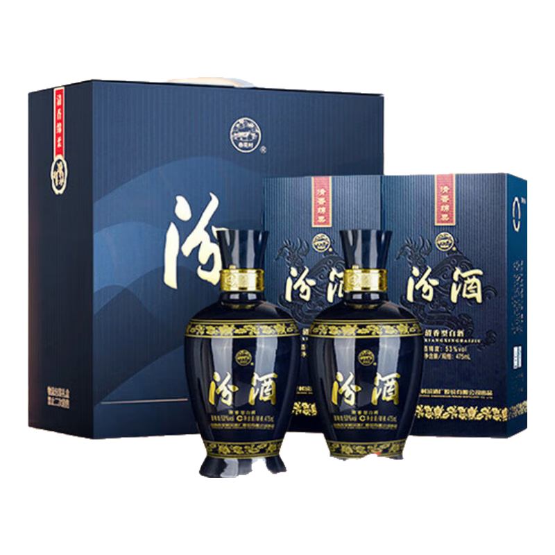 汾酒 蓝汾清香型白酒53度475ml*2瓶 ×3件 618.74元（需领券，合206元/件）