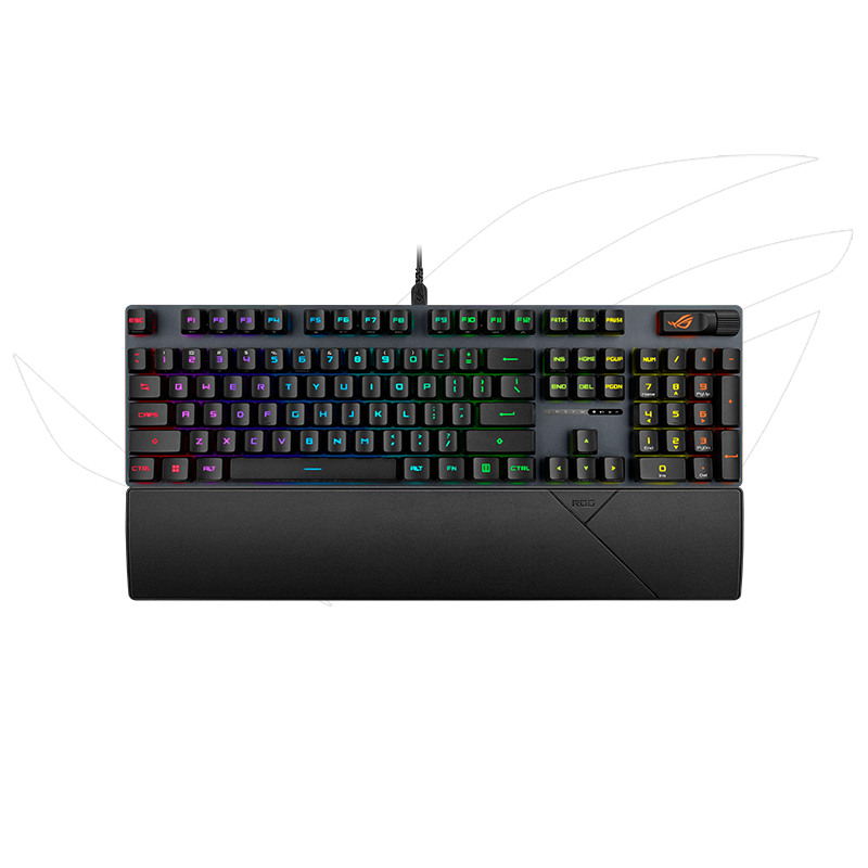 华硕 游侠2 RX PBT版 机械键盘 有线游戏键盘 RX红轴 RGB背光 键线分离 防水防