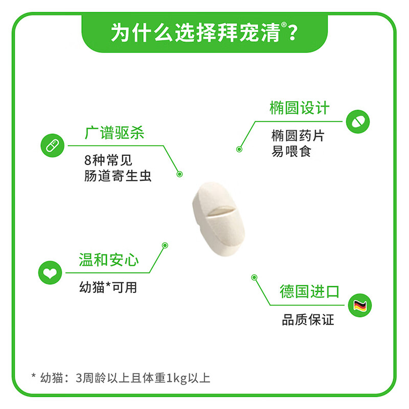 拜宠清 拜耳猫咪体内驱虫药 2片装 49.8元 - 线报酷