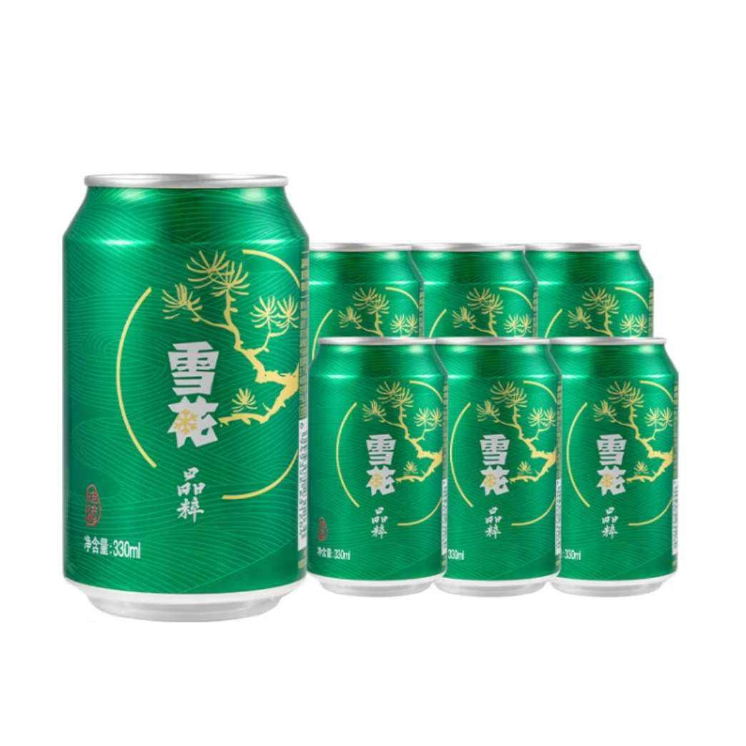 PLUS会员、概率券：雪花啤酒 晶粹啤酒 330ml*6听 8.76元（plus会员包邮）