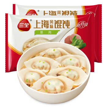 三全 上海风味馄饨 菜肉口味 500g*2袋 组合装 早餐水饺 云吞 13.92元（需买5件
