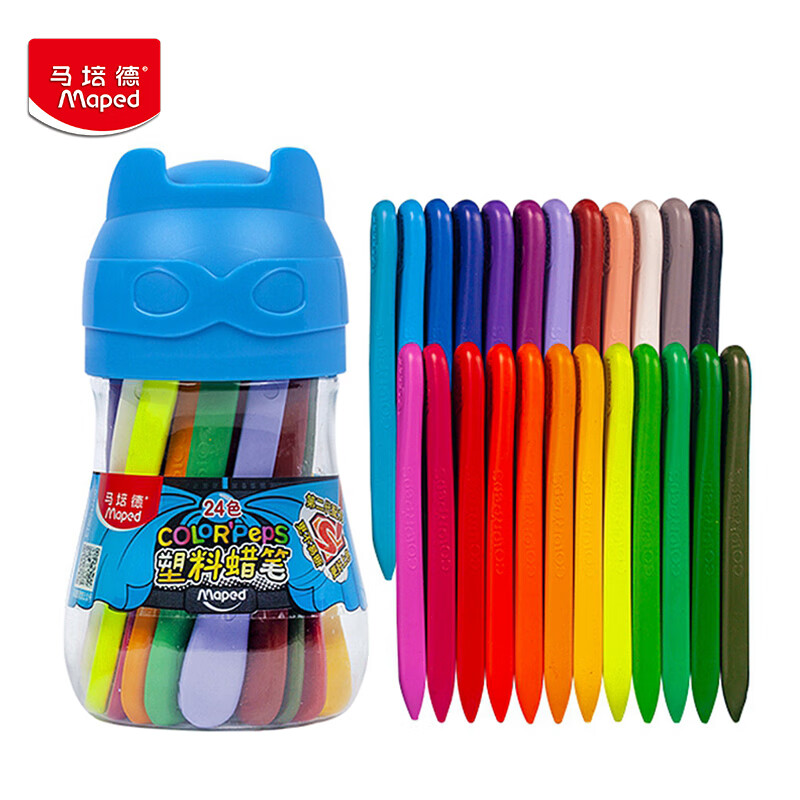 plus会员、概率券:马培德Maped 塑料蜡笔 24色 筒装 9.8元包邮（需凑单，合计13.