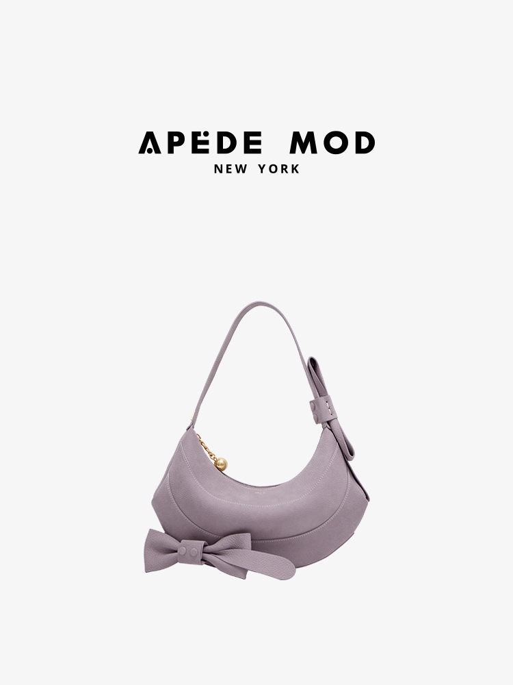 apede mod 春夏新品芭蕾法式可爱紫色蝴蝶结月牙包腋下包轻便女包 2190元