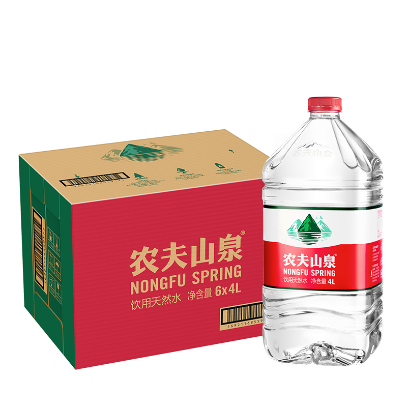 PLUS会员：农夫山泉 饮用水 饮用天然水 透明装4L*6桶 整箱装 桶装水 36.1元包