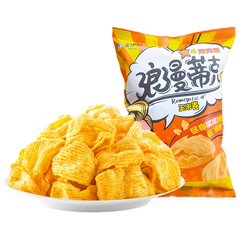 plus会员：来伊份 浪漫蒂克玉米卷 烤肉味 250g 5袋装 3.83元（需首购）