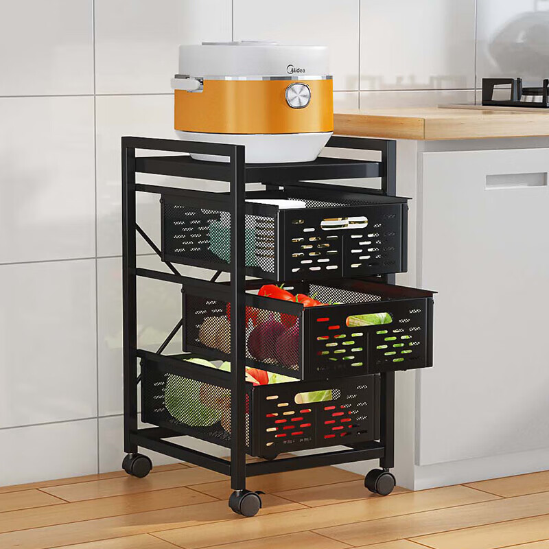 MAXCOOK 美厨 厨房置物架 抽拉式落地蔬菜水果收纳架 可移动夹缝推车抽屉式