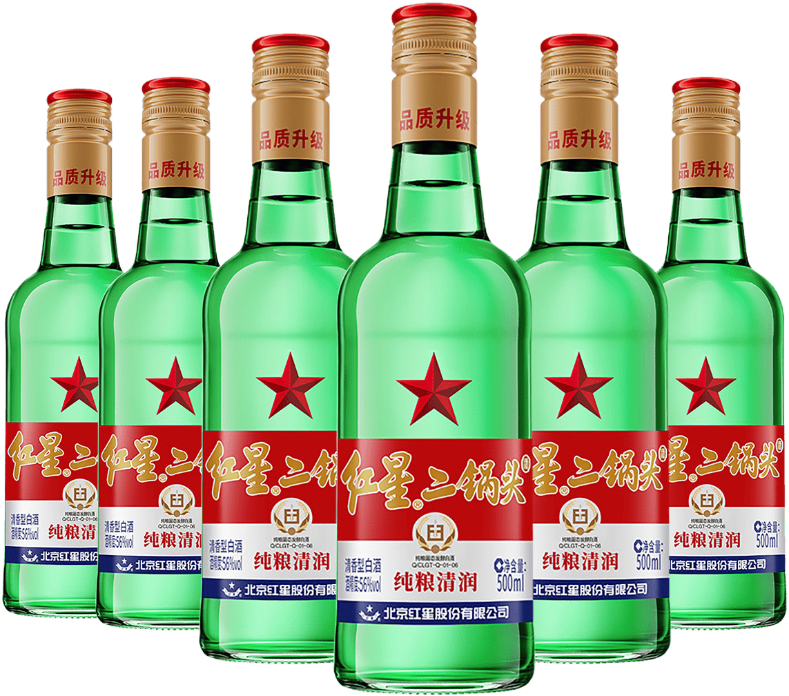 红星 二锅头 大二 56度 500ml 清香型白酒 单瓶装 107元