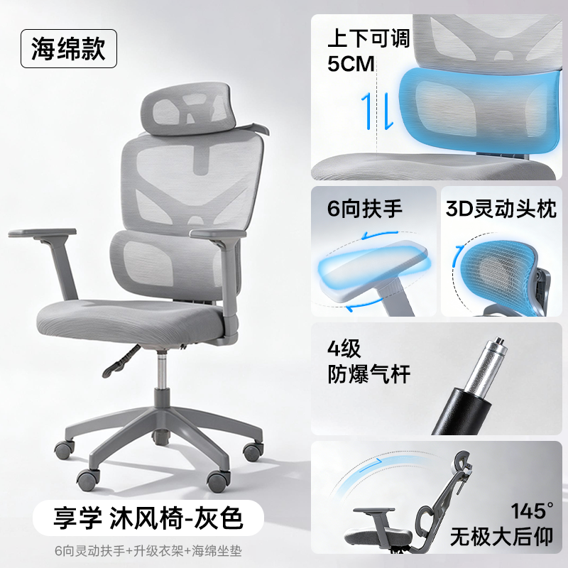 享学 人体工学椅 4级气杆+4向动态撑腰+6D扶手+3D头枕 272.4元（需用券）