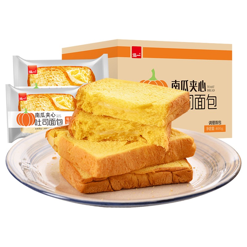 泓一 南瓜夹心吐司面包 400g 11.9元