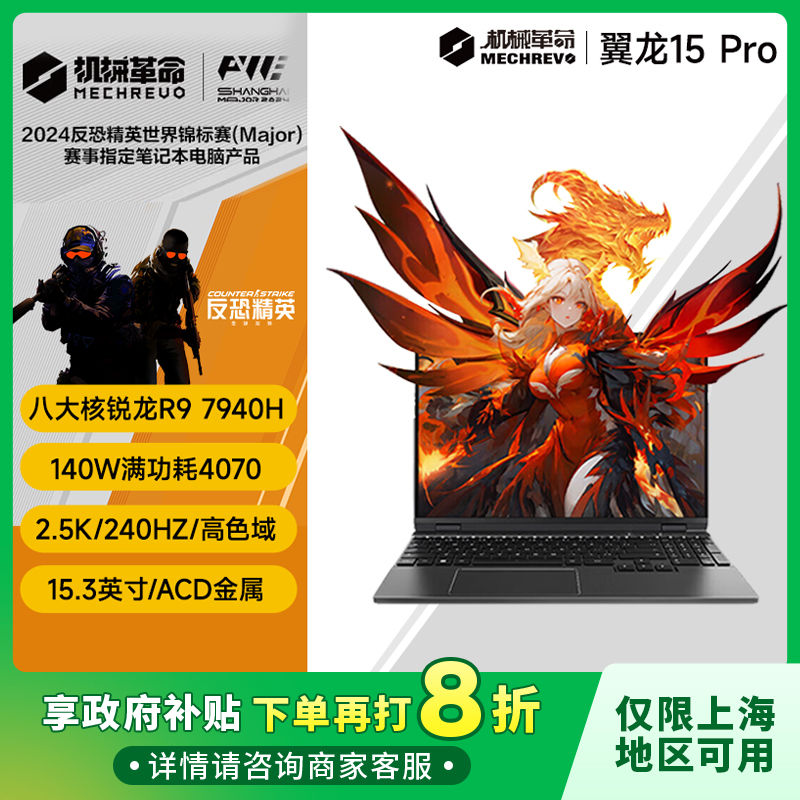 百亿补贴：机械革命 翼龙15Pro R9-7940H 4070 2.5K屏电竞轻薄游戏笔记本电脑 5919.