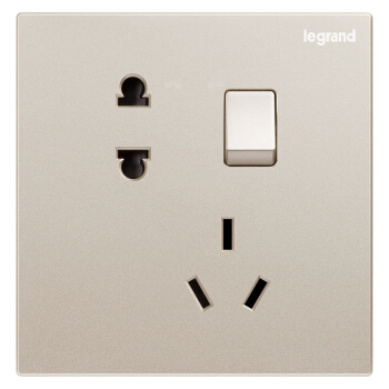 legrand 罗格朗 开关插座面板 仕典米兰金五孔带开关插座 26元