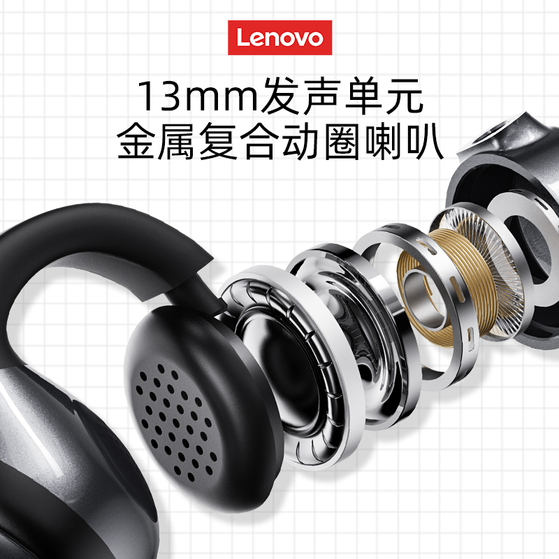 Lenovo 联想 骨传导蓝牙耳机无线运动夹耳式高音质新款2023 69元（需用券）