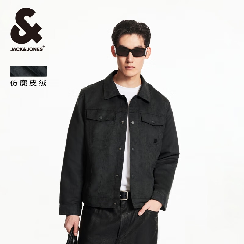 38节：JACK&JONES 杰克·琼斯 25年仿麂皮翻领夹克男装外套 343.07元包邮（需凑单