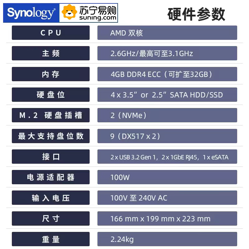 Synology 群晖 NAS DS923+ 四盘位 网络存储服务器企业私有云盘DS920+升级版 4950元