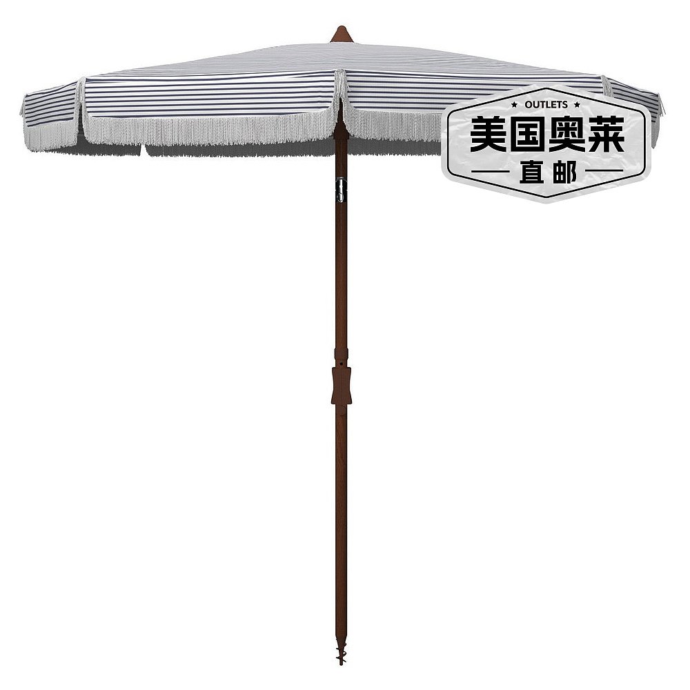 SAFAVIEH Copen 6.5 Ft Umbrella - white/navy stripe 【美国奥莱 740.05元