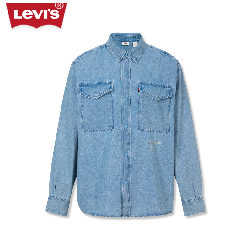 Levi's 李维斯 24夏季男士牛仔衬衫复古潮流休闲简约通勤舒适百搭 蓝色 L 221