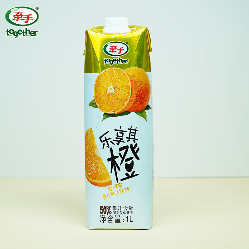 牵手 橙+苹果复合果汁饮料 1L*6盒 整箱装 过节好礼 25.01元（需买3件，需用券