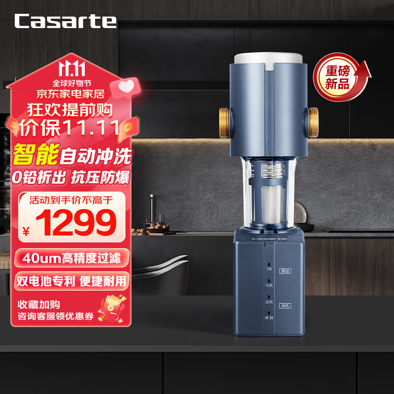 Casarte 卡萨帝 前置过滤器家用全屋中央净水 虹吸反冲洗6T/H大通量 管道过滤