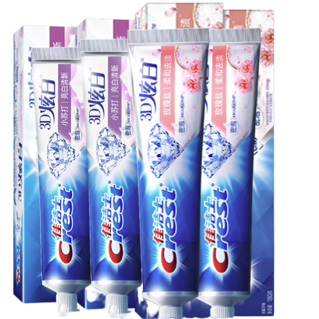 Crest 佳洁士 3D炫白牙膏2+2组合装美白牙膏去黄含氟防蛀薄荷清新口气共680g 49