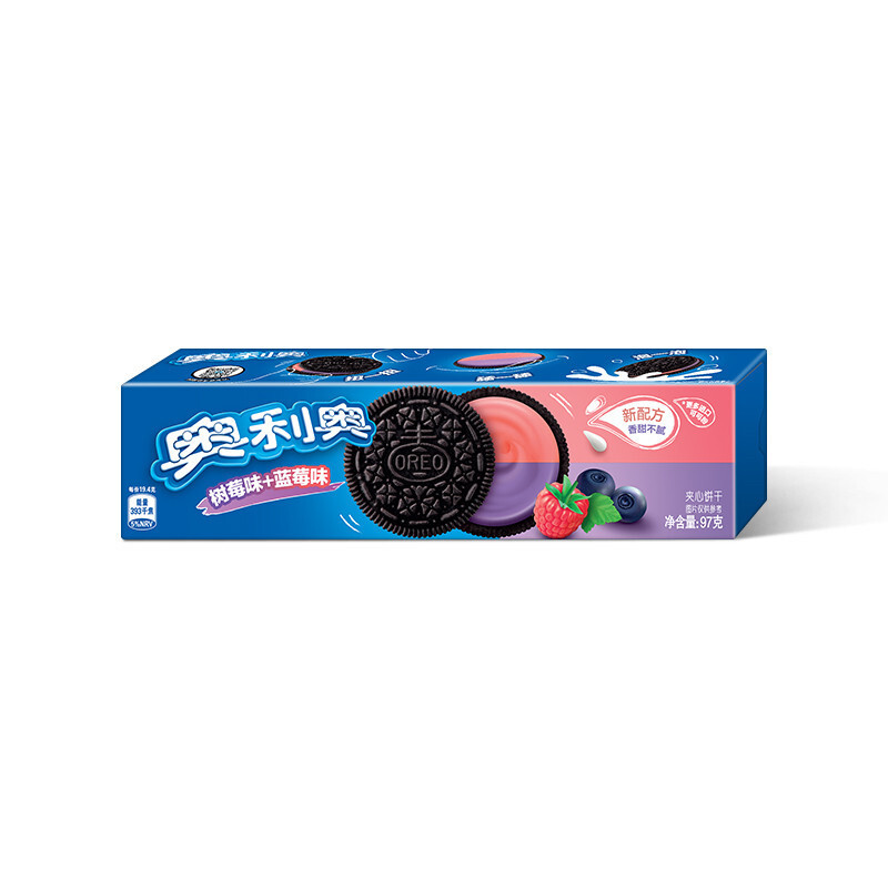 OREO 奥利奥 夹心饼干 树莓味+蓝莓味 97g 6.9元