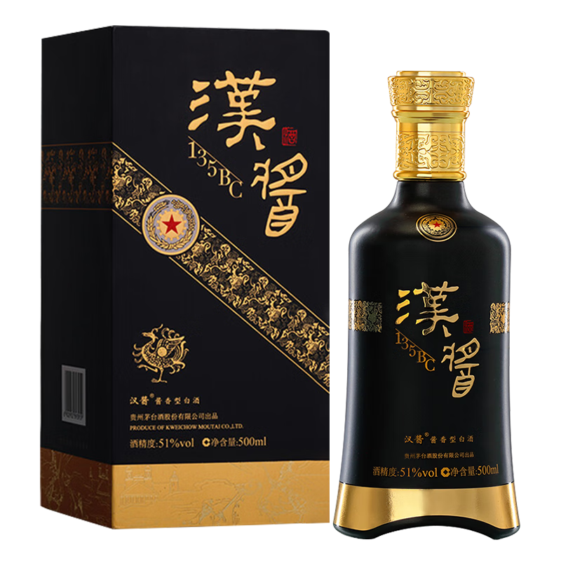 plus会员：茅台 汉酱 135BC 2019-2024年 51度 酱香型白酒 500ml 单瓶装 572.02元（需