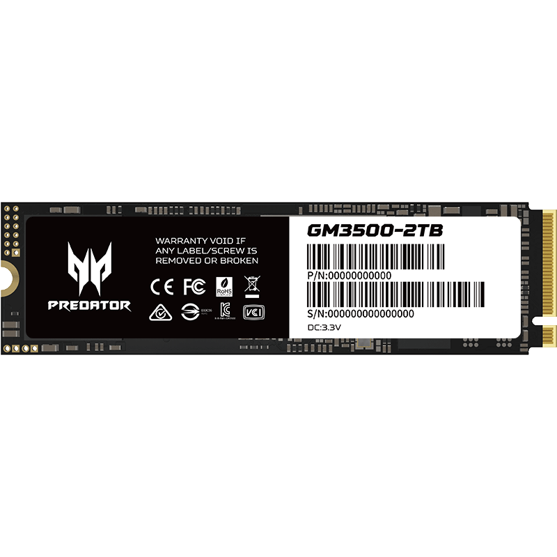 PLUS会员：PREDATOR 宏碁掠夺者 GM3500系列 NVMe M.2 固态硬盘 2TB （PCI-E3.0） 685.51