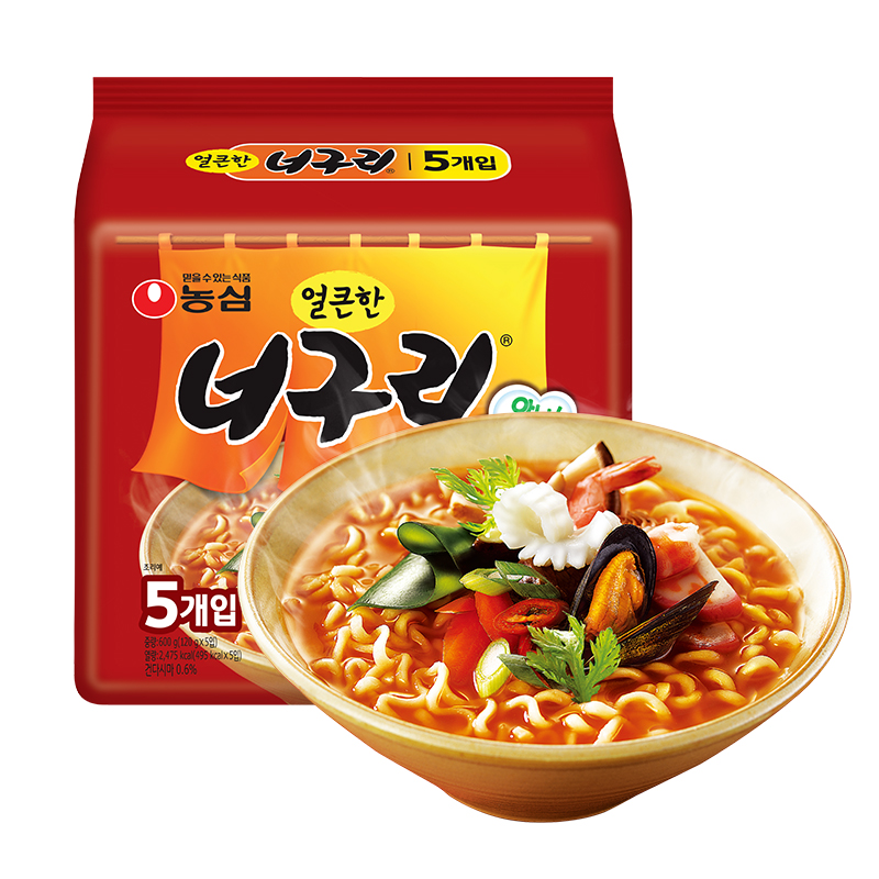 农心 韩国进口 浣熊乌龙面 辣味 120g*5 五连包 11.6元