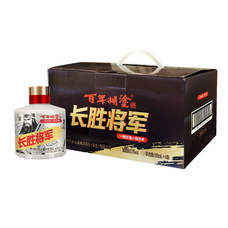 百年糊涂 长胜将军 53度 酱香型白酒 100mL*6瓶 198.01元