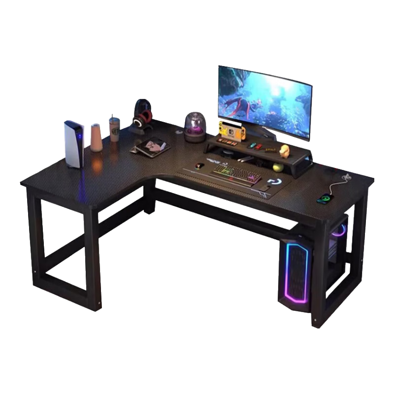 移动端、京东百亿补贴：美舒庭 L型设计 电脑桌 书架 黑色左转角 168元