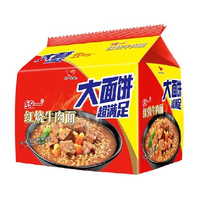 88VIP：统一 红烧牛肉大面饼方便面 136g×5袋 *8件 66.83元+5元运费+0.52淘金