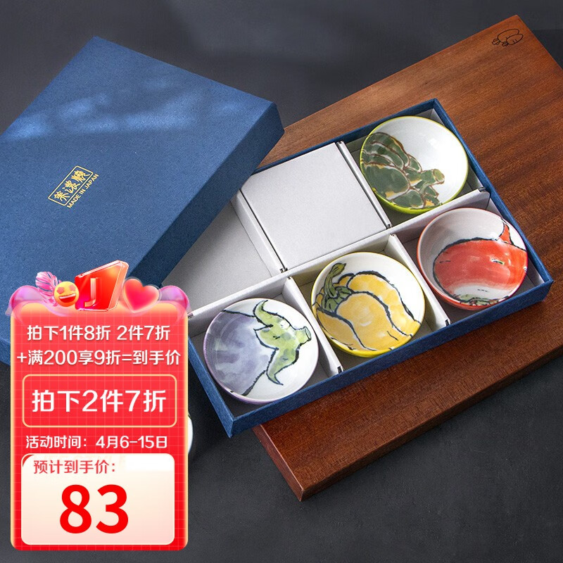美浓烧 Mino Yaki） 日本进口碟子家用日式调味料碟子小盘子小吃碟卡通蔬菜