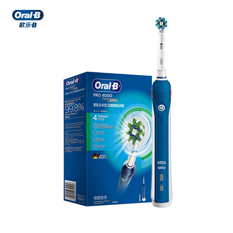 欧乐B 欧乐-B 原装正品OralB/欧乐b 3D旋转电动牙刷P4000 成人牙刷自动情侣 218元