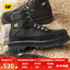 CAT 卡特彼勒 卡特 潮流机能风牛皮面户外休闲短筒高帮鞋短靴CONQUER 2.0 黑色 