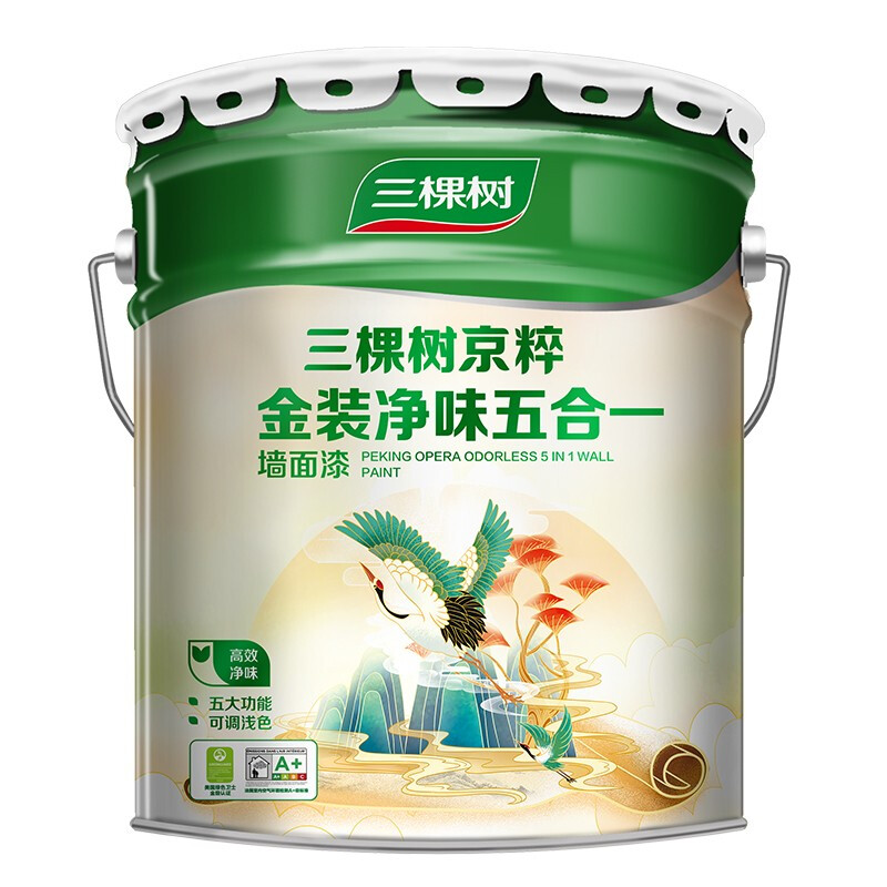 三棵树 京粹金装净味五合一内墙乳胶漆 18L 459元（需用券）