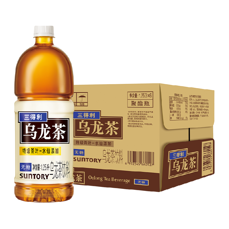 SUNTORY 三得利 无糖 乌龙茶饮料1.25L*6瓶 ￥32.9