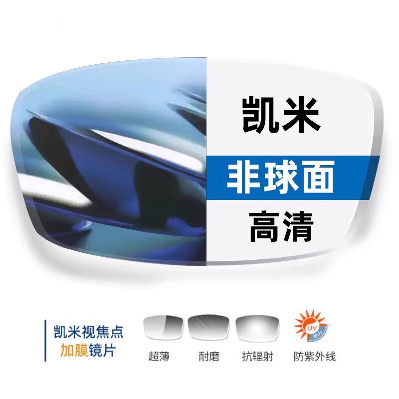 移动端：凯米 近视眼镜片加膜防蓝光 防油污（送镜框） 1.56折射率2片装 58