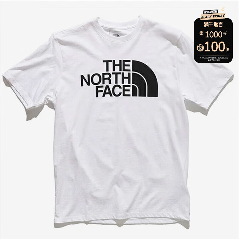 THE NORTH FACE 北面 Half Dome logo印花休闲宽松圆领运动T恤NF0A812M-LA9 白 XL ￥83