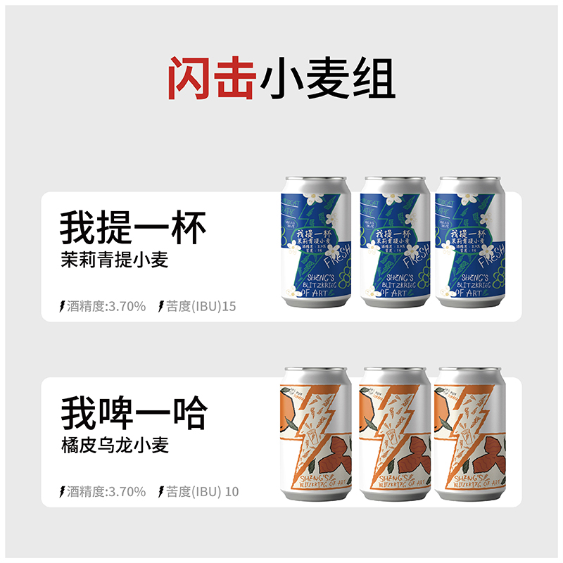 山乘酿造 闪击小麦组合（青提小麦+乌龙橘皮） 330ml*6听 74元（需用券）