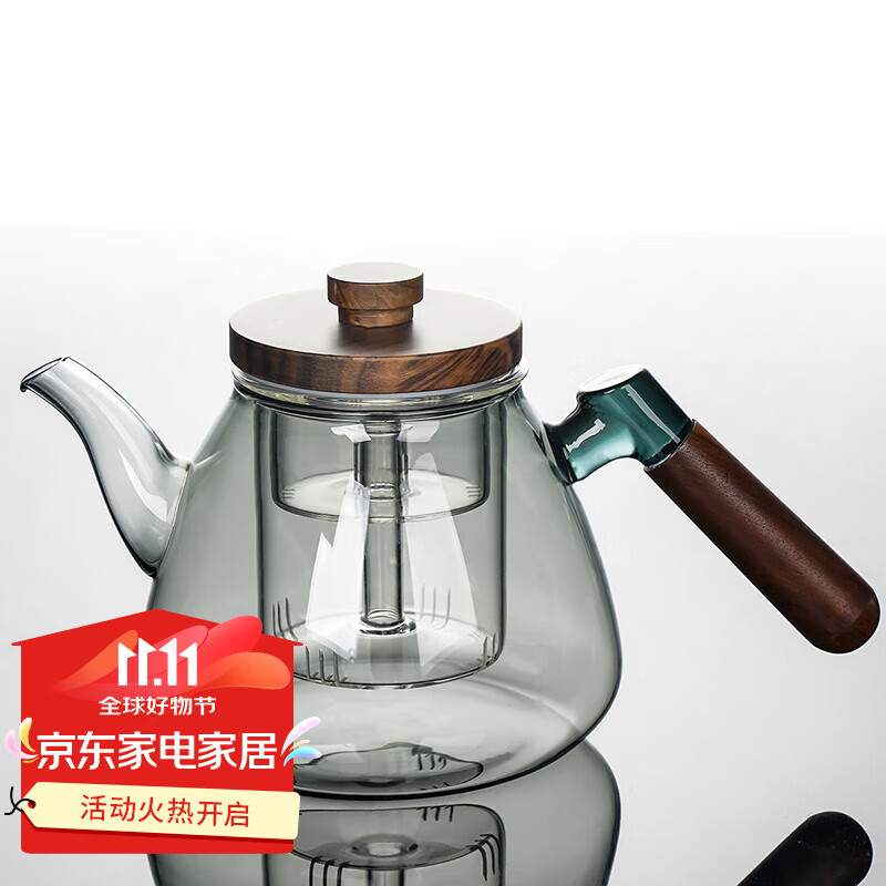 祥业 煮茶壶煮茶器茶具套装玻璃耐高温家用电陶炉泡茶烧水壶蒸双用 玻璃