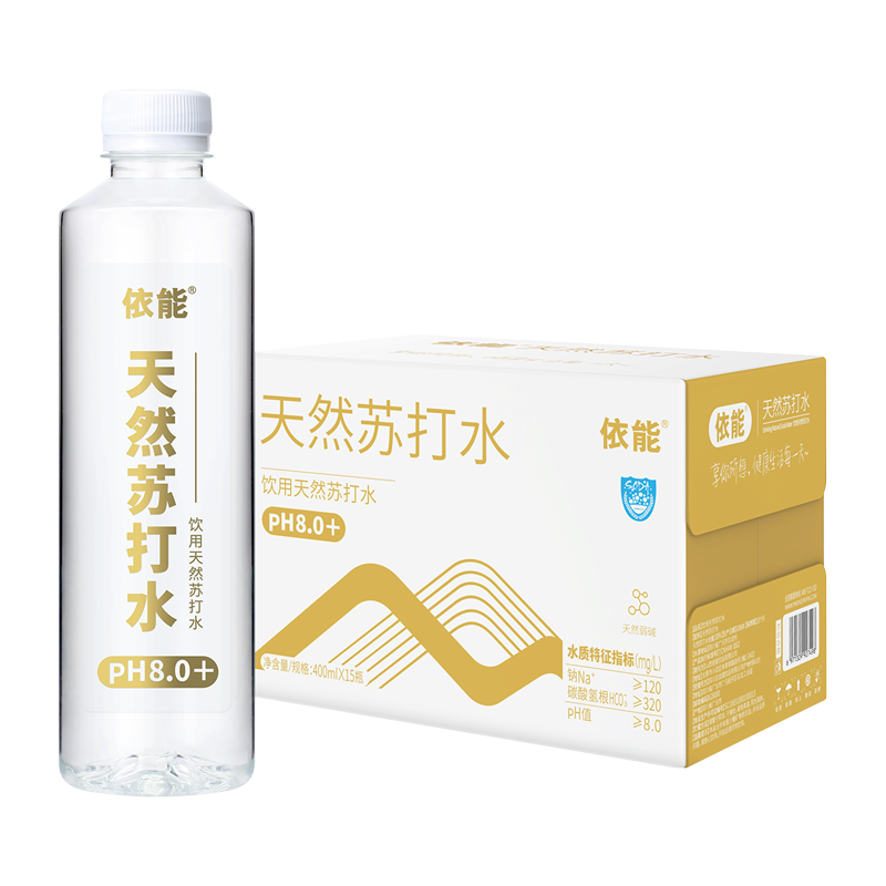 依能 天然弱碱性苏打水400mlX15瓶 券后29.9元