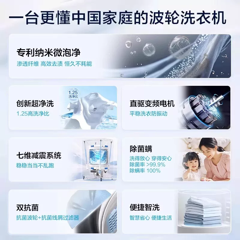 海尔 波轮洗衣机8/10/12kg家用大容量租房一级能效自动除螨变频497 583.95元 - 清风线报